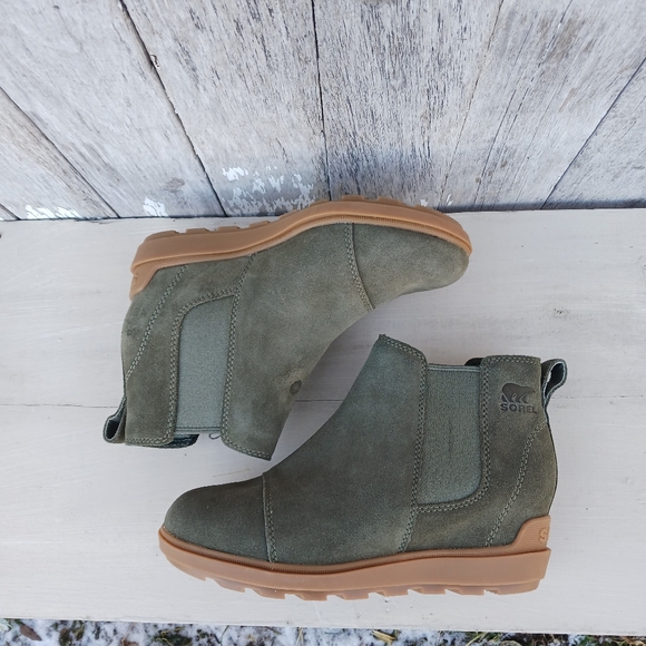 Sorel Evie II Chelsea Green Boots Womens 6.5 Waterproof Shoe Snow Booties Suede - Picture 6 of 11